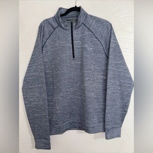 Greg Norman Sweater Men L Blue Fleece Lined Quarter Zip Pullover Sweatshirt